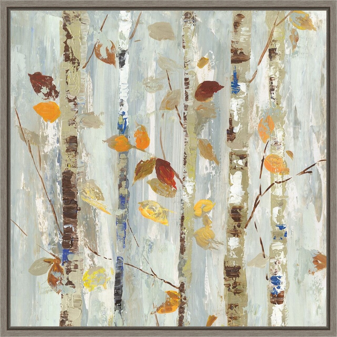 Autumn Petals (Leaves) by Allison Pearce 16-in. W x 16-in. H. Canvas Wall Art Print Framed in Grey